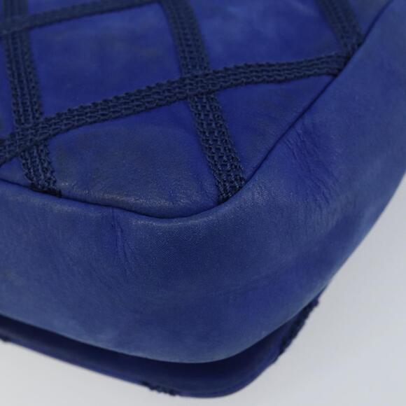 CHANEL Chain Matelasse Shoulder Bag Lamb Skin Blue Silver CC Auth bs31400 - Picture 16 of 16